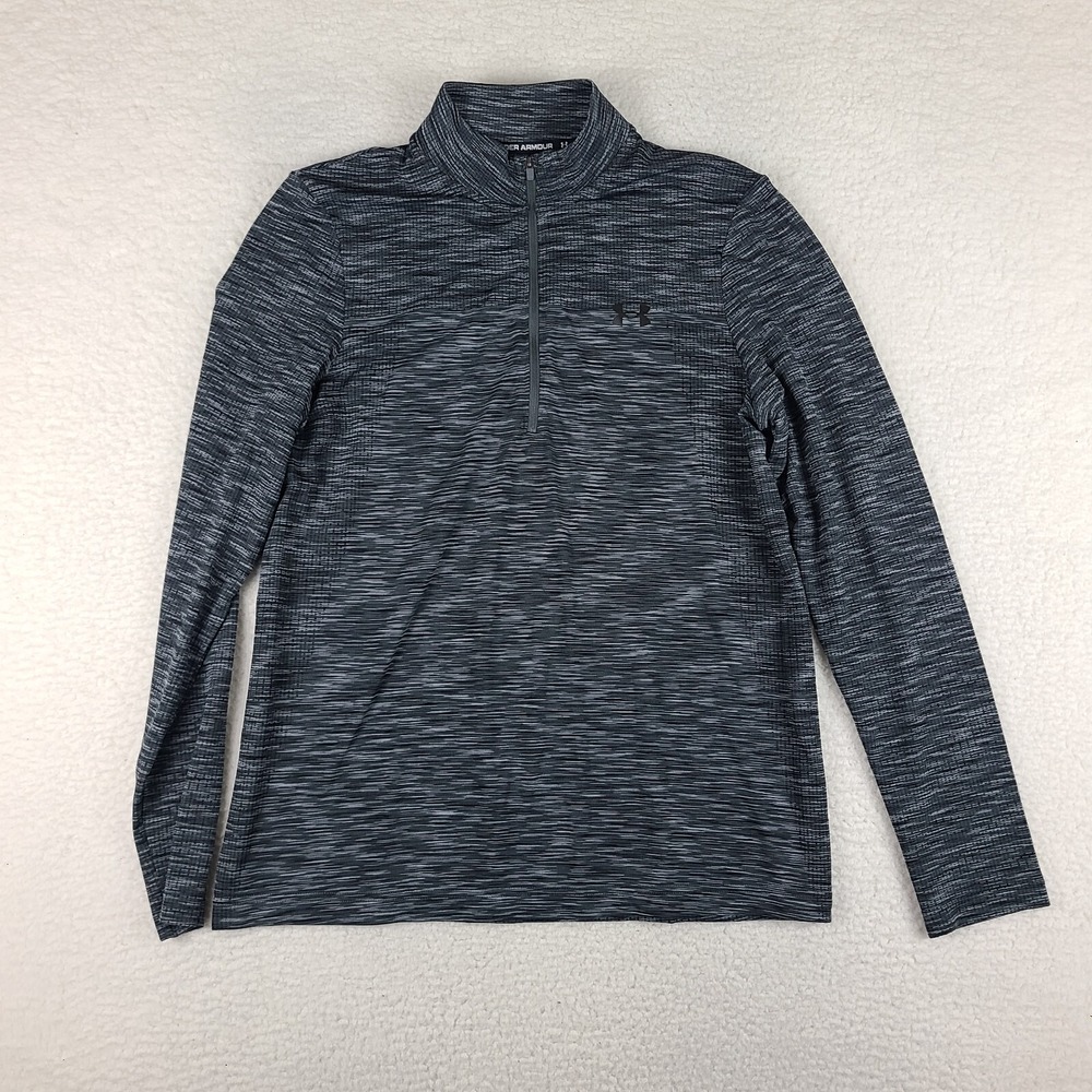 Under Armour Sweater Mens Medium Black Gray Fitted Heatgear Performance EC